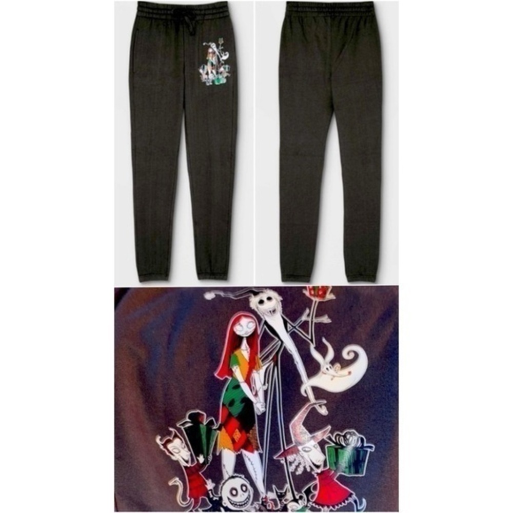Nightmare Before Christmas Elastic Waist Drawstring Halloween Sweat Jogger Pants